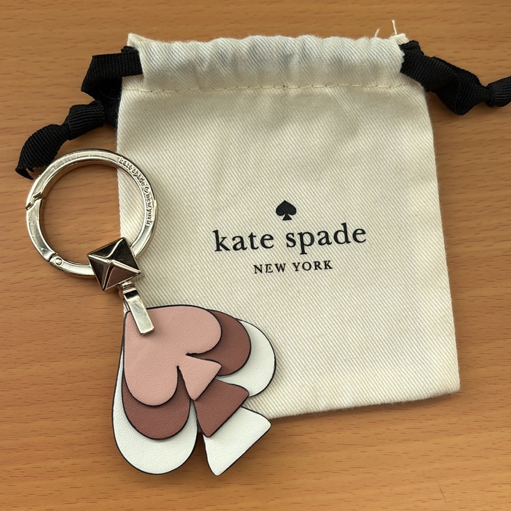 kate Spade Three-Tone Leather Spades Keychain